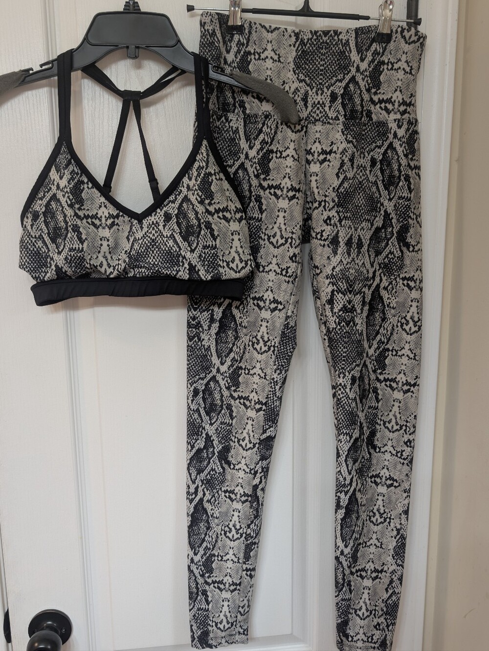 Marika Black & Gray  Snake Print Sports Bra and Leggings Set